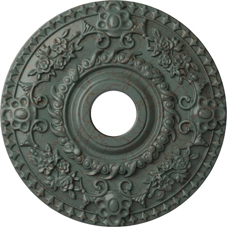 Ekena Millwork Rose Ceiling Medallion (Fits Canopies up to 7 1/4"), 18"OD x 3 1/2"ID x 1 1/2"P, Cloud Burst Crackle CM18ROCBC